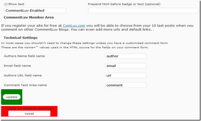 ComLuvScreenShoot2 thumb CommentLuv has Redesigned and Updated the Plugin