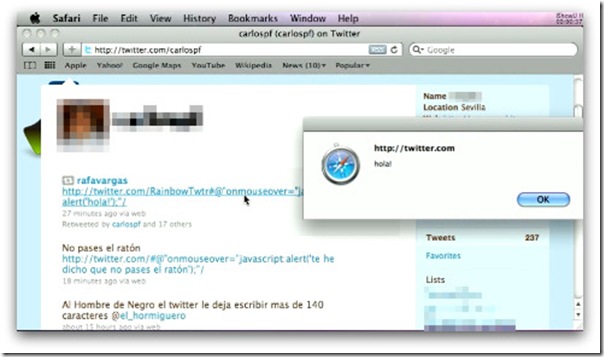 Twitter Mouseover Security Flaw