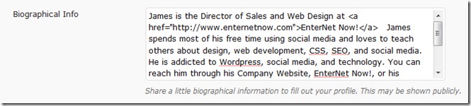 Filling WordPress User Bio Box