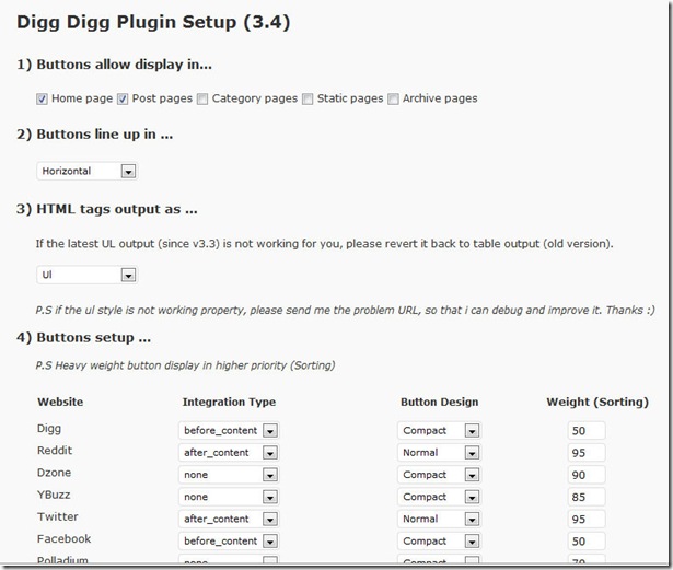 DiggDiggSetup thumb Digg Digg a SocialMedia Book marking and voting plugin for WordPress.