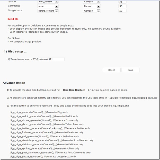 diggdiggsetup2 thumb Digg Digg a SocialMedia Book marking and voting plugin for WordPress.