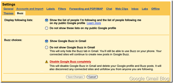 new Buzz settings thumb Google Buzz Makes Another Change