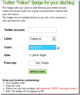 FollowBadgeScreenshot thumb Floating Twitter Follow Me Badge for Your Site